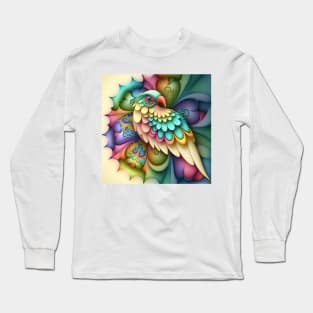 A Fractal Design in A Parrot Motif Long Sleeve T-Shirt